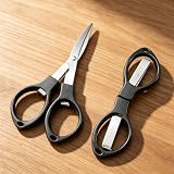 Portable Folding Safety Scissors Stainless Steel Blades Camping Hiking Travel Gear Kit (Black)