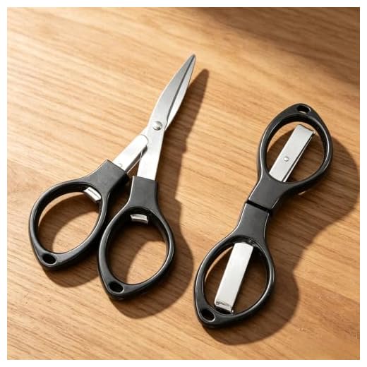 Portable Folding Safety Scissors Stainless Steel Blades Camping Hiking Travel Gear Kit (Black)