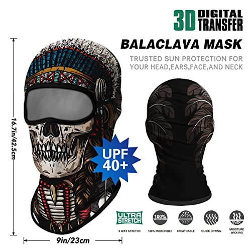 Image of Skull Full ski Mask, 3D Balaclava, UV Sun Protection,Motorcycle /Ski /Scarf /Cycling /Fishing for Men