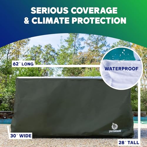 YardStash Deck Box Cover - Heavy Duty, Waterproof Covers for Outdoor Cushion Storage and Large Deck Boxes - Protects from Rain, Wind and Snow - XXL - Green - Thumbnail 2