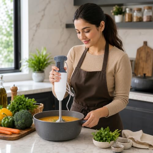 Image of lilydale Plus 250W Hand Blender | Stainless Steel Blades | Powerful Motor for Blending, Whisking & Mixing | Ergonomic Design | White