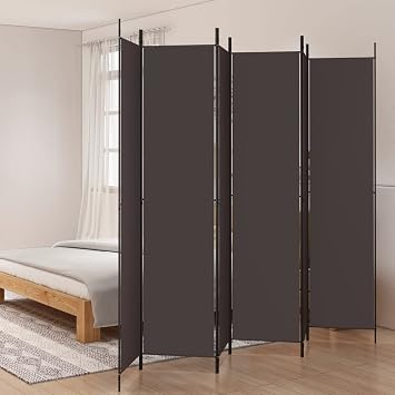 6-Panel Fabric Room Divider Screen Foldable Privacy Partition Wall Brown 118.1"x86.6" for Bedroom Office Indoor Outdoor Space Separation