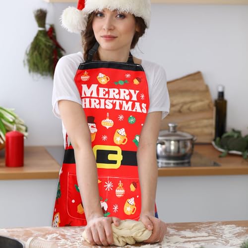 Aventais de Natal, 70 x 59,9 cm, aventais engraçados de Natal com bolsos, design de Feliz Natal, imp
