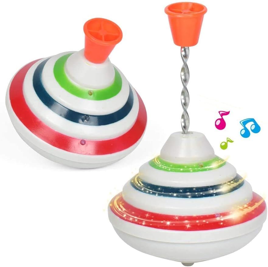 SHANGMAOYO Spinning Top Flashing Music Spinning Tops for Kids Gyro Push Down Spinning Top LED Shining Toys Birthday Gifts for Kids
