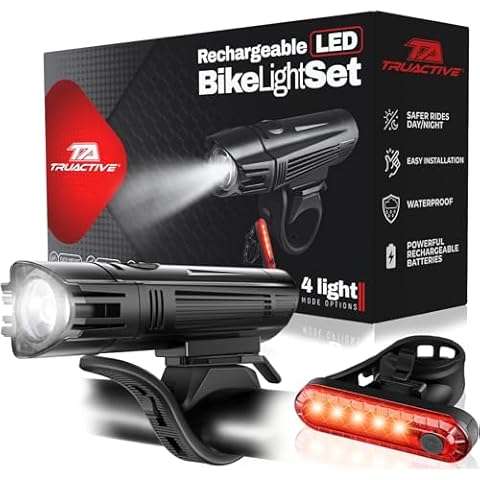 Bike Light Set for Night Riding | USB Rechargeable Ultra-Bright Front Headlight and Back Tail Lights | 4 Light Modes Mountain Bicycle Flash Accessories | Easy Installation for Men, Women, Kids Cover