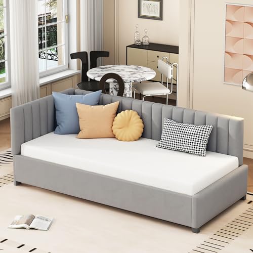 Yihomfy Canapé-lit 200 x 90cm en Velours avec tête de lit réversible – Rembourrage épais,...