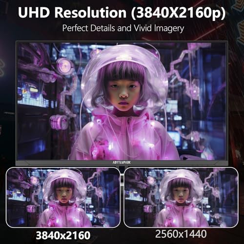 Image of 32 Inch Ultra Wide UHD 4K (3840 x 2160) Gaming Monitor, IPS 60Hz Ultra-Clear Screen, 1ms (MPRT), 100% sRGB, Built-in Speaker,FreeSync, 2 x DP 1.4 and 2 x HDMI 2.0, Tilt Height Adjustment