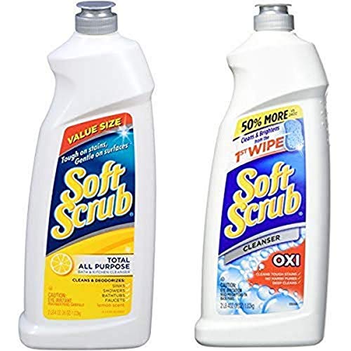 Soft Scrub Cleanser, Lemon, 36 Fluid Ounce and Soft Scrub Multi-Purpose Kitchen and Bathroom Cleanser with Oxi, 36 Ounce