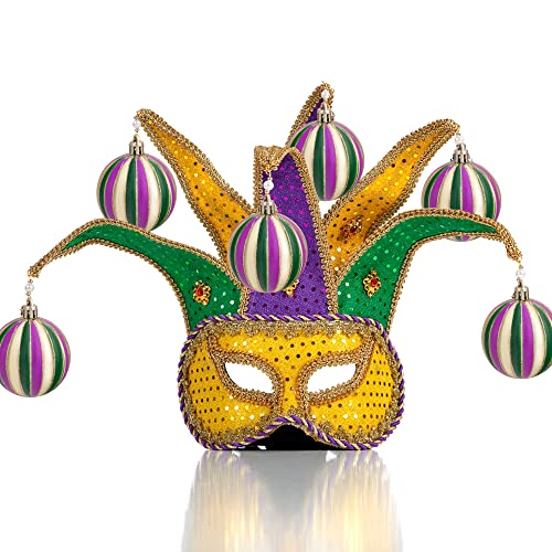 Watayo 12 Pcs Mardi Gras Ball Ornaments-2.36 Inch Mardi Gras Shatterproof Hanging Ornaments For Mardi Gras Holiday Christmas Ornaments New Orleans Party (Vertical Striped) #TOP6
