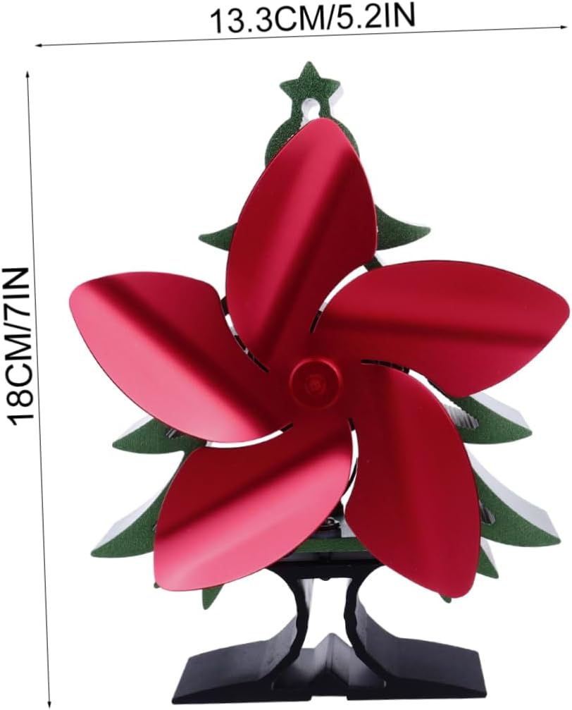 Cabilock Christmas Tree Shaped Heat Powered Fireplace Fan Warm Air Circulation Fan for Efficient Home Stove Heating for Holiday Decor and Cozy Spaces