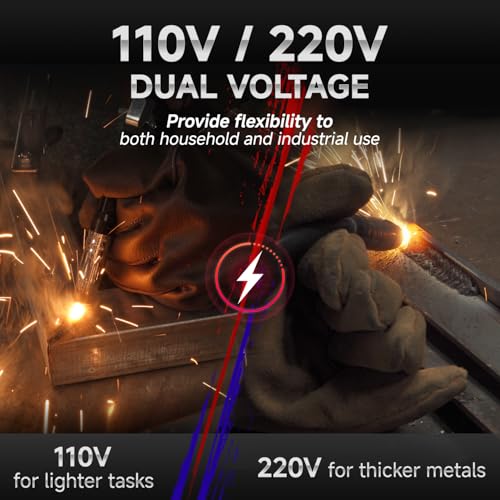Image of ANDELI 135Amp MIG Welder 110V /220V Dual Voltage, Portable Flux Core MIG /Lift Tig /Stick 3-in-1 Multiprocess MIG Welding Machine with Synergy, LED Display Full Kit (Bonus Welding Helmet & Gloves)