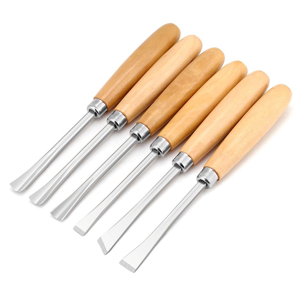 Gubias para Tallar Madera, Formones para Madera, Cincel, Herramientas Cincel Gubia para Tallado Madera, Hoja Tallar Cuencos, 6 uds Juego Carpintería Mano Afilada para Esculpir Profesionales