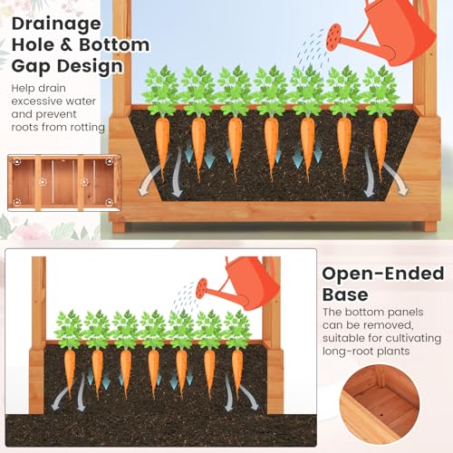 S Afstar 72-Inch Raised Garden Bed With Arch Trellis, Hanging Roof & Drainage Holes, Vertical Plant Container For Vine Climbing Plant Flower thumb #3