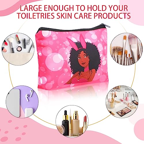 Sweetude 30 Pcs Black Women Cosmetic Bags African American Makeup Bag Reusable Canvas Toiletry Bag Zipper Pouches for Purse Afro Travel Organizer Toiletries Accessories Inspirational Gift3
