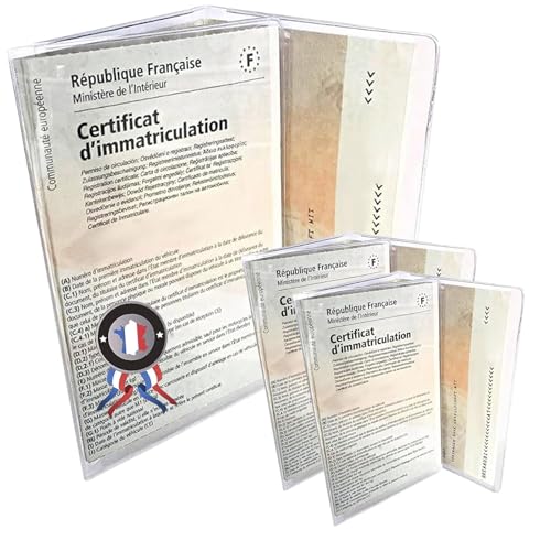 kinoco Pochette Carte Grise Lot de 3 Étui Transparent Carte Grise et Assurance - Pochette Protectrice Anti-Rayures pour Documents Voiture/Moto - Fabrication...