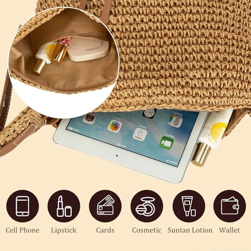 Bolso Redondo Tejido de Ratán para Mujer miniatura 5