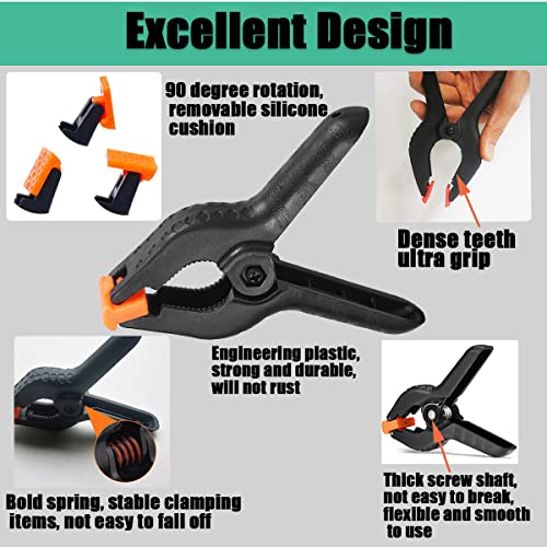 Image of Spring Clamps,6 Pack 6in Professional Plastic Heavy Duty Spring Clips for Crafts, Backdrop Clips Clamps for Backdrop Stand,Photography Studios,Woodworking,Home Improvement