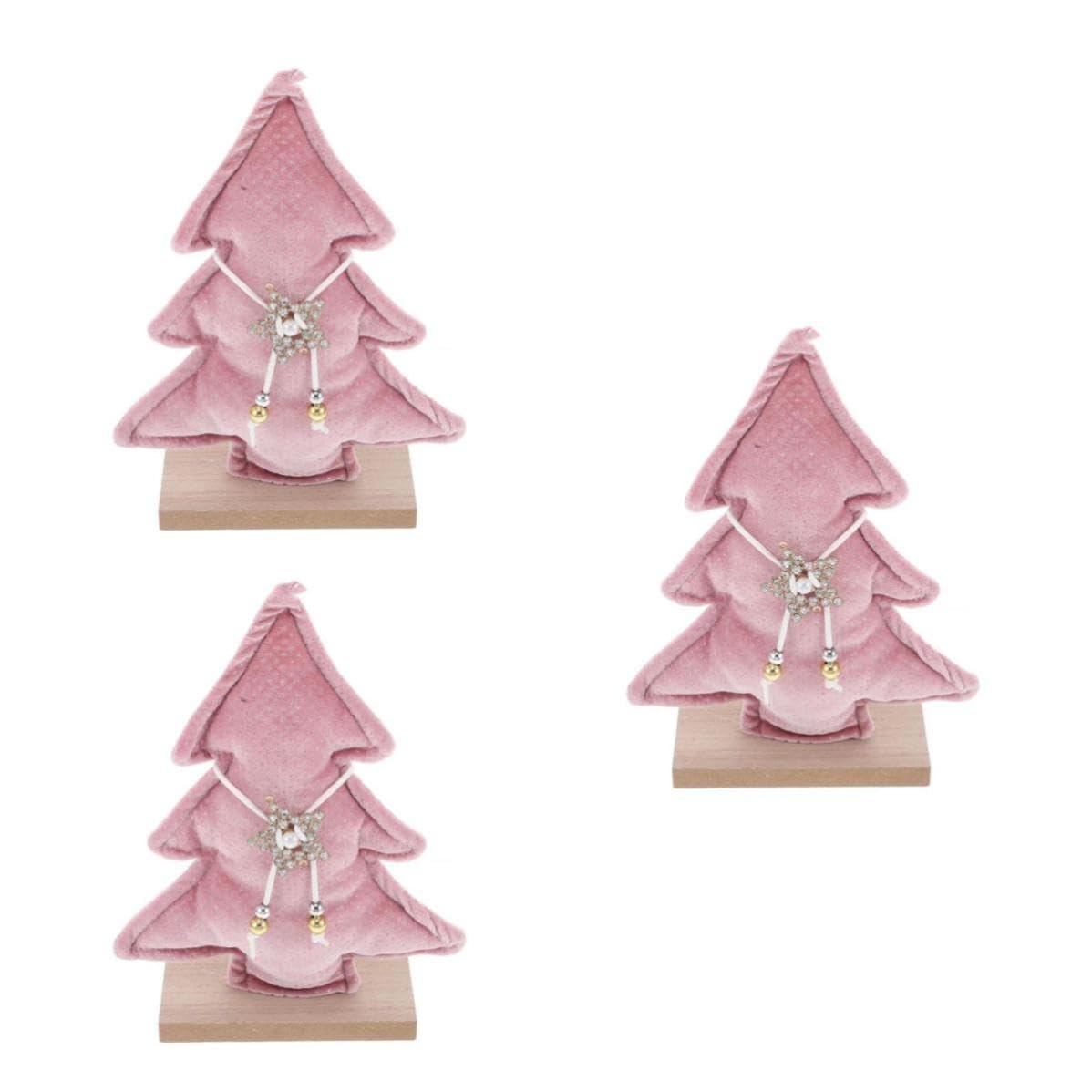 FRCOLOR 3 Pezzi Albero di Natale Rosa da Tavolo, Decorazione Natalizia
