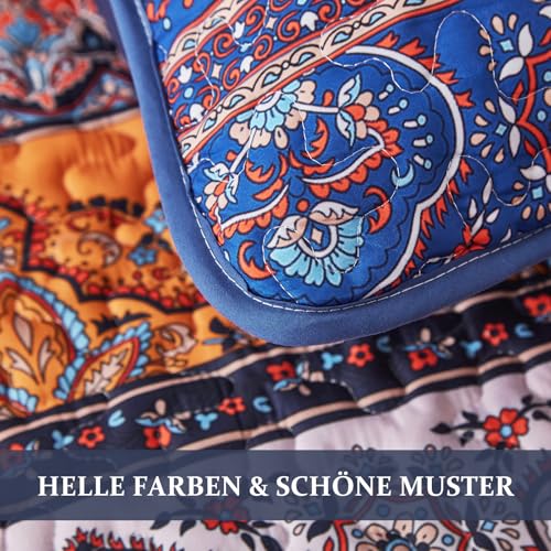 WONGS BEDDING Tagesdecke 240x260 Bettüberwurf Boho Decke Steppdecke 3 Teilig Doppelbett Gesteppt Bettdecke Mikrofaser Wohndecke mit 2… – Ansicht 4