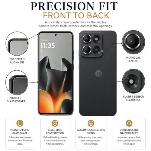 Image of ArmourPro Edge to Edge Tempered Glass for Motorola Edge 70 Max with Black Camera Ring Guard, 9H Screen Protector, Anti-Scratch, Anti-Fingerprint, Bubble-Free Installation Kit