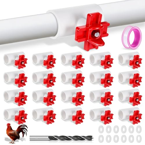 HANLANXUE 20 Pack Chicken Nipple Waterer with 1/2 inch PVC Tee Fittings