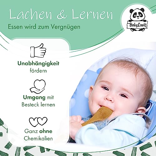 Babylovit Bambus Kinderteller & Schüssel | TÜV Geprüfter Baby Teller mit Saugnapf & Esslernbesteck | BLW Beikost Zubehör… – Ansicht 4