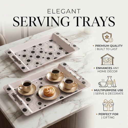 Image of U.P.C Serving Tray Set of 2 / Tray Set for Serving Premium Printed Tray for Serving /Multi-Use Serving Plate (Small, Medium)