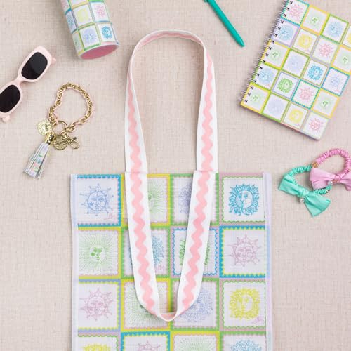Lilly Pulitzer 13.5" x 14" Eco Tote, Market Shopper Bag, Oversize Reusable Grocery Tote with Comfortable Shoulder Strap (Sun Tiles Home) - Thumbnail 2