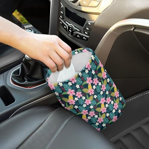 Image of Hibiscus Florals Montsera Deliciosa Car Trash Storage Box Multifunctional Garbage Bags for Car, Office, Home, Travel Camping Accessories, Keep Tidy