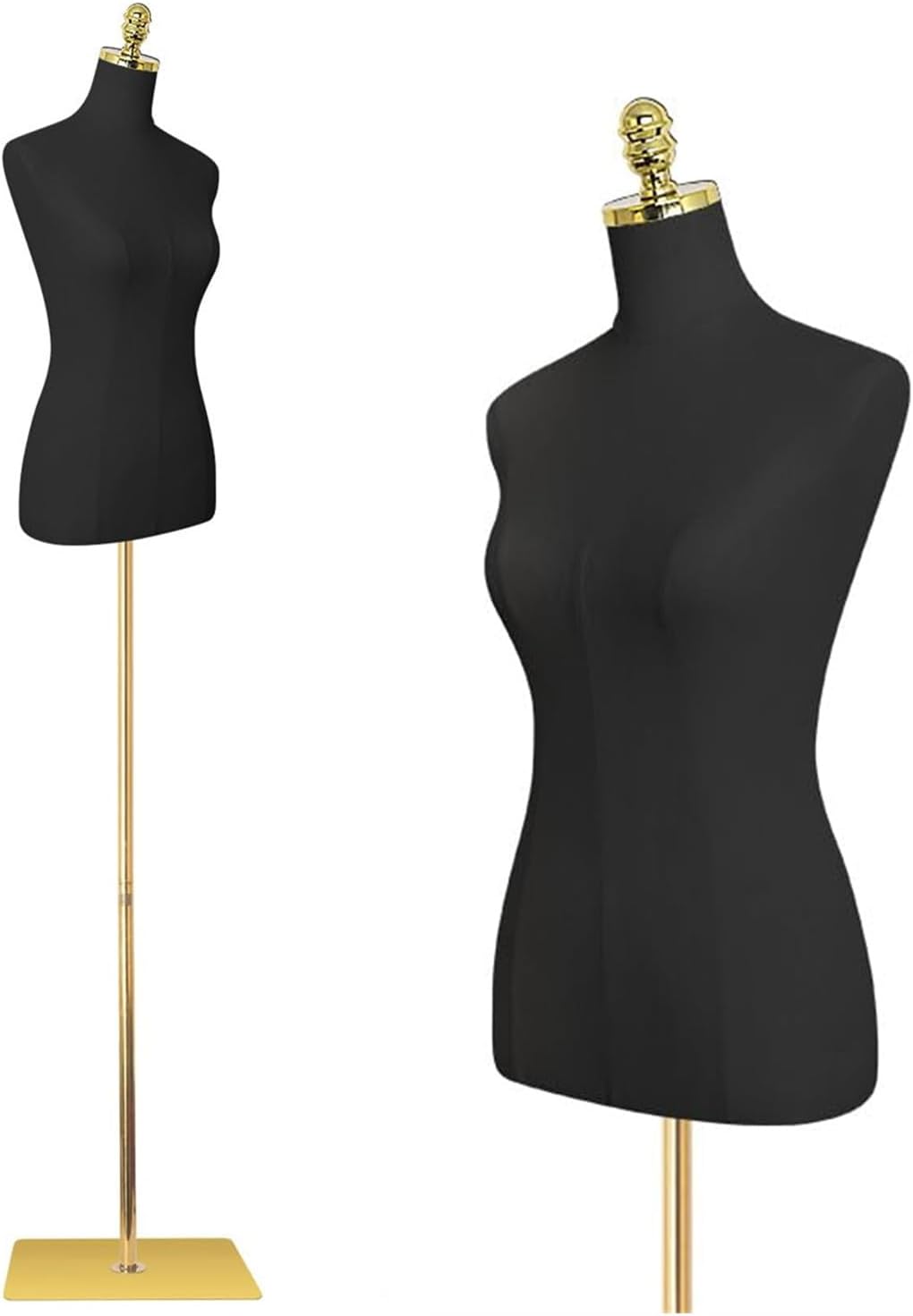 EaseHome Female Mannequin Torso, Height Adjustable Dress Form Manikin Body Clothing Display with Metal Bracket and Rectangular Base for Sewing Dress Display,Black