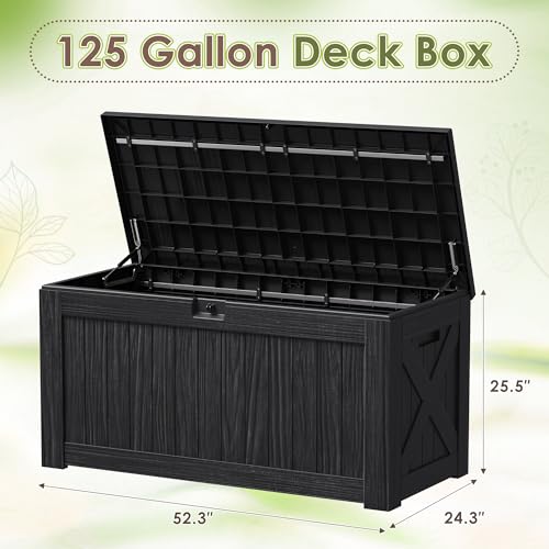 Image of Devoko 125 Gallon Outdoor Storage Box, Waterproof Resin Deck Box