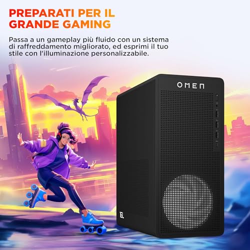OMEN 16L TG03-0006sl, Desktop Gaming, Intel i7 14700F, Intel Evo, 32GB RAM, 1TB SSD, NVIDIA RTX 5060 8GB, Alluminio, 3 Mesi di PC Game Pass Inclusi, Windows 11, Nero - Notebook - Immagine 7
