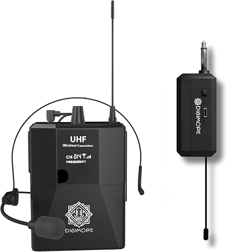 DIGIMORE UHF Wireless Microphone – Portable Cordless Microphone Set with Headset Mic