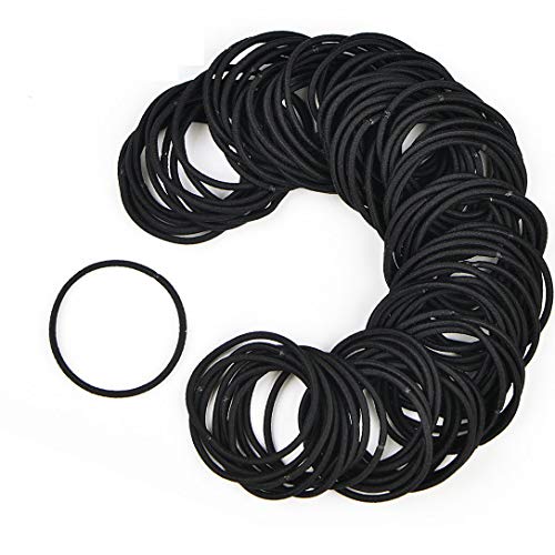 Preisvergleich Produktbild Haargummis, kein Metall, elastisch, Schwarz, 100 Stück
