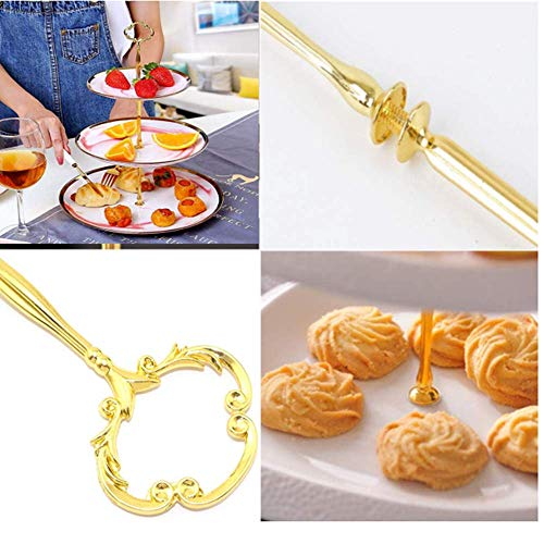 4 Sets Of 3 Tier Cake Plate Stand Handle Hardware, Cake Fruit Food Plate Stand Handle Fitting Hardware Rod Holder - Vintage Sunflower+Crown Fittings(Golden+Siver) #TOP2