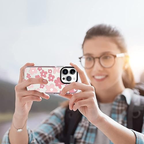 Miniatura 6 de OOK Funda de cristal para iPhone 13 Pro Max de 6.7 pulgadas, bonito diseño de flores rosas para mujeres, Gilrs, TPU flexible protección a prueba de