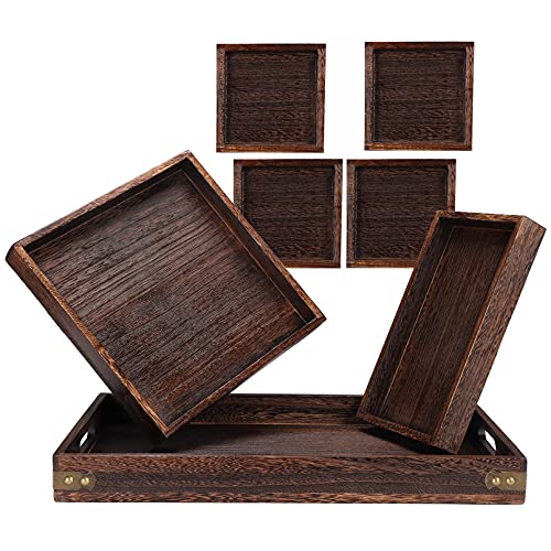 7 Pack Ottoman Serving Trays for Coffee Table, Large Couch Tray and Sofa Serving Tray，Serve and Display Appetizers, Snacks, Bar Food Platter, and Rustic Farmhouse Home Decor Decorative Tray