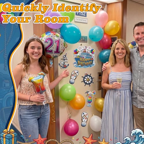 Image of Kanayu 6 Pcs Happy Birthday Cruise Door Decorations Magnetic Large Ship Decorations Magnets Anchor Cruise Decor Car Fridge Magnet Decal for Carnival Stateroom Door
