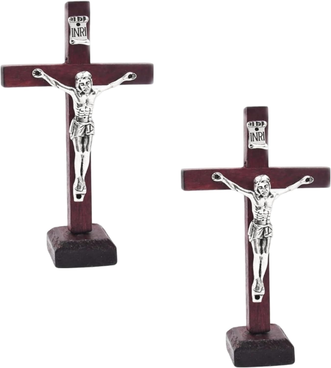 Txooo 2Pcs Wall and Table Wood Cross Crucifix, Crucifix Wall Cross Wooden Catholic Cross With Stand Religious Christian Standing Church Home Ornaments For Prayers