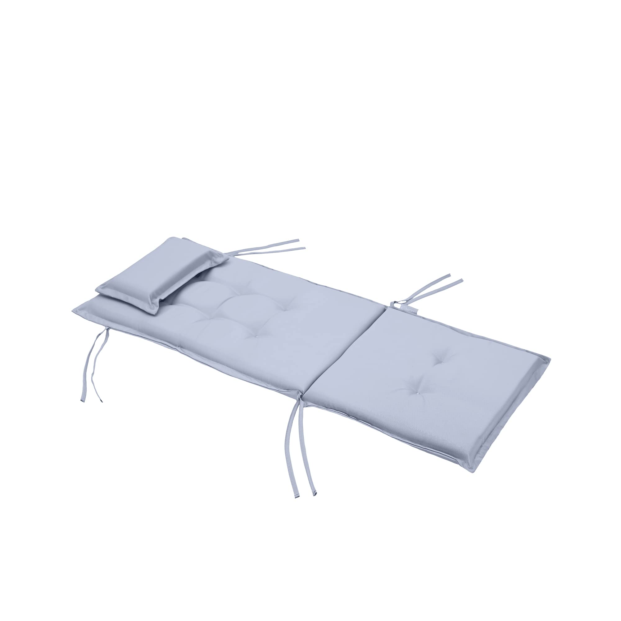 Gardenista Cojines para Sillas de Jardín con Respaldo Alto, Cojín Decorativo de Asiento (120x50X4cm), Cojines Acolchados para sillas terraza con Lazos y Reposacabezas, Cojín de Asiento Relleno (Gris)