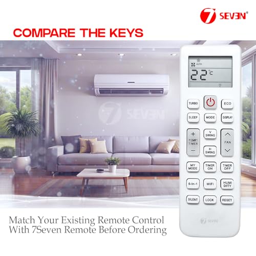 Image of 7SEVEN Compatible with Lloyd AC Remote Control Model 253 Suitable for GLS18I5FWBEW GLS18I3FWAGC 1 1.5 2 Ton Split and Window Air Conditioner - Match Each Key by Key Exactly with Existing AC Remote
