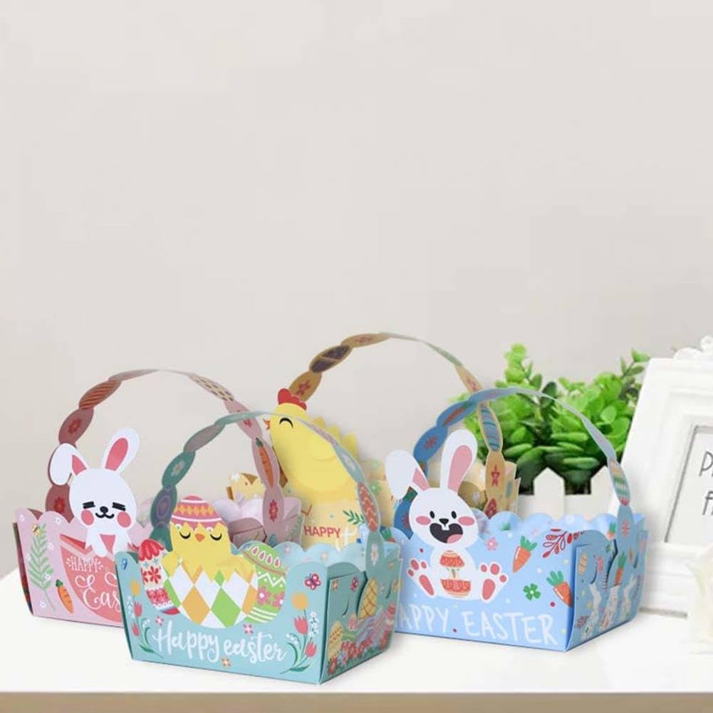 24 Osterkörbe Mit Griffen – Süße Geschenktüten Für Ostern (4 Designs, 12x9x6 Cm)