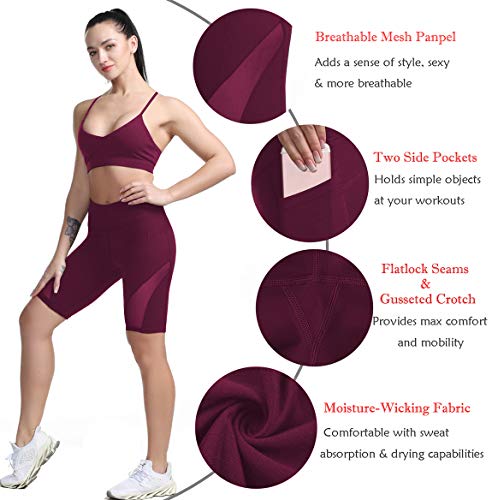 Tyuio High Waist Yoga Shorts Women Mesh Gym Athletic Workout Running Spandex Shorts M #TOP3