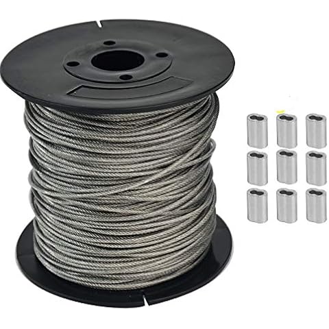 Yountiger Wire Rope 304 Stainless Steel Wire Cable Vinyl Coated, Outdoor Light Guide Wire, Suitable for String Lights, Clotheslines, 1/16 Inch Overmolded to 3/32 Inch 200FT Cover