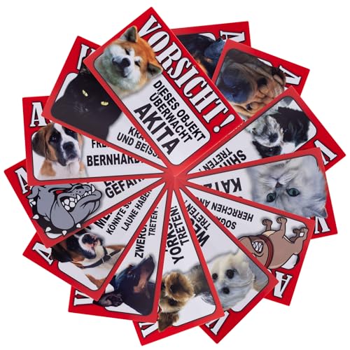 power gift - Auffallendes Warnschild. Schild mit lustigen Text und Hunde Abbildung. Tor, Tür und Gartenschild. Warnzeichen. Sicherheitsschild. Tafel. Tierwarnschild. (BERNHARDINER)