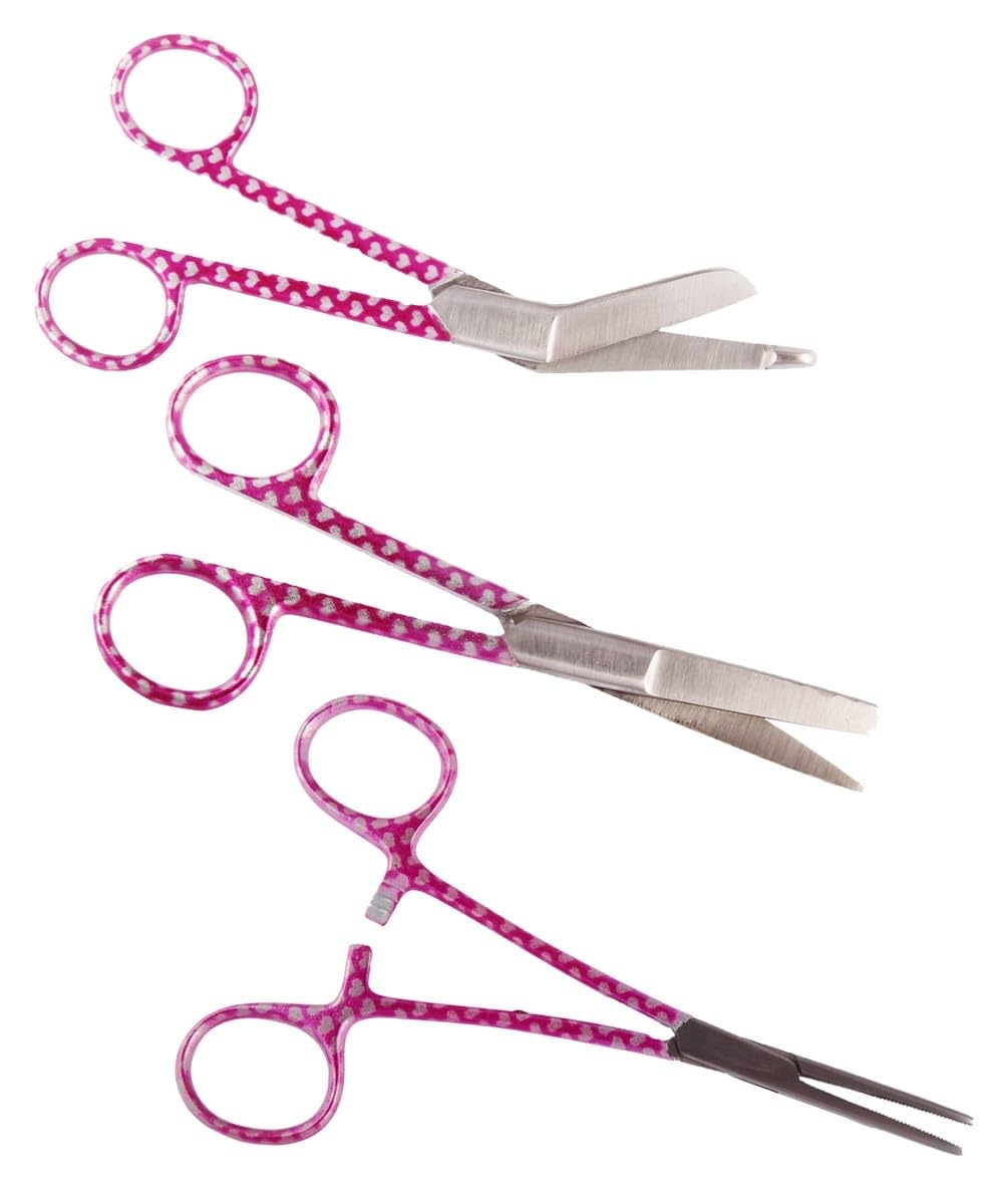 Linkshänder Krankenschwester scheren set MIT GRAVUR – Verbandschere – Linkshänder – erste-hilfe-schere – pflegeschere - bandagenschere - Geschenk Krankenschwestern (Hearts)
