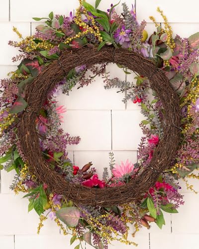 Balsam Hill Outdoor Vibrant Summer Bloom Spring Wreath - 22" Premium UV-Protected Floral Door Wreath for Front Door, Patio, Garden & Year-Round Outdoor Display