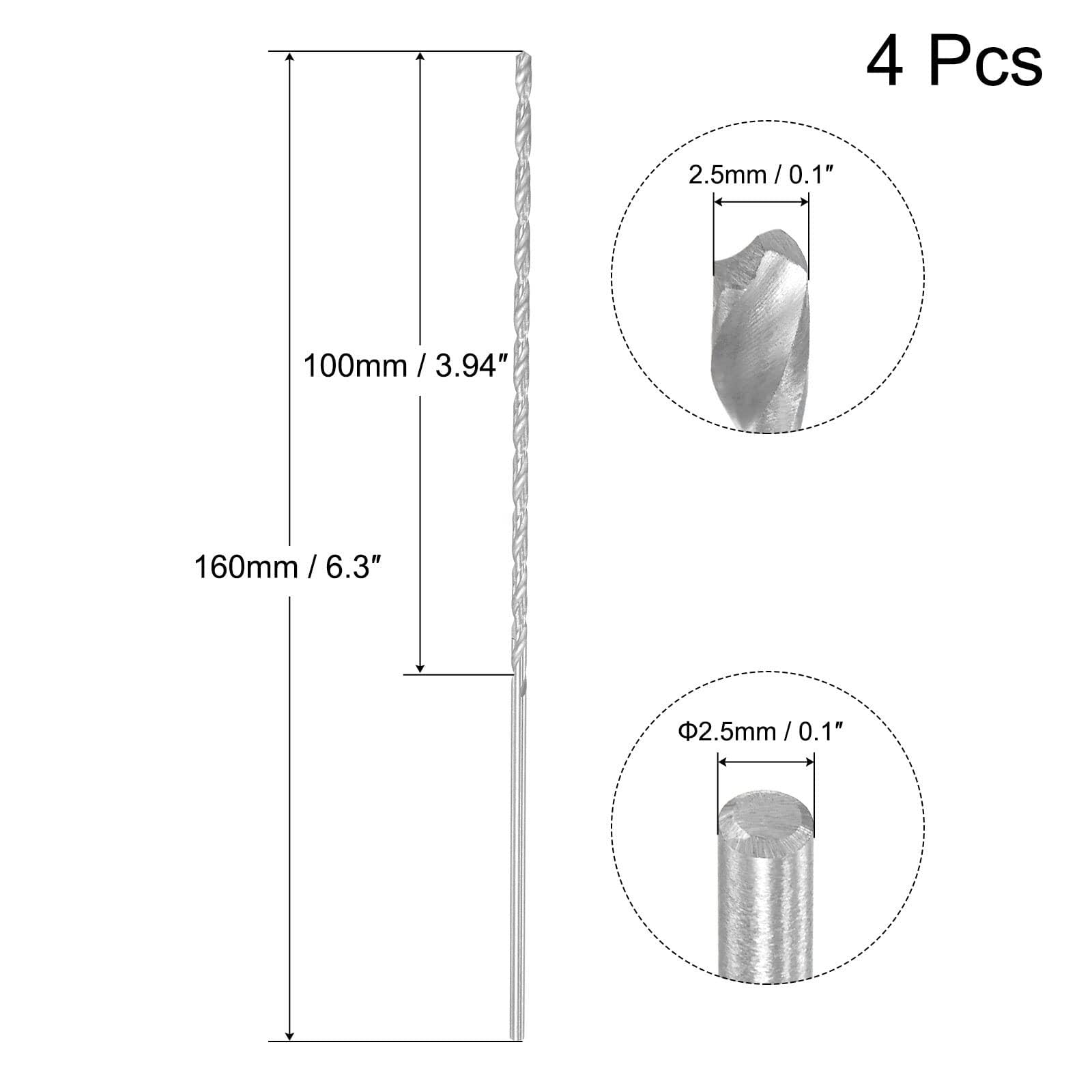 TA-VIGOR 4Pcs 2.5mm Extra Long Twist Drill Bits - Image 2