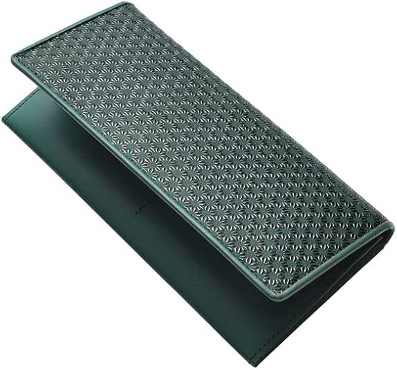 ■新品　送料込み■鹿革漆付け　麻の葉柄　印伝　男女兼用　ラウンドウォレット　緑黒 □新品送料込み□鹿革漆付け麻の葉柄印伝男女兼用ラウンドウォレット緑黒