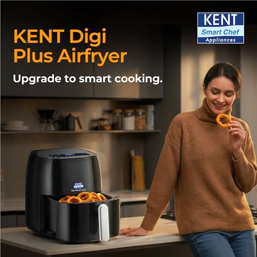 KENT Digi Plus Air Fryer | 4L Capacity & 1300W | Fry, Grill, Roast & Bake | Digital Display & Touch Control Panel | Rapid Heating | 80% Less Oil Usage | High Temperature & Uniform Heating | Black view 2